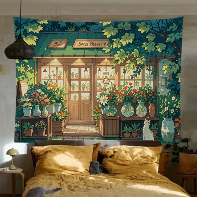 VIKAMA Garden Cottage Dekorativer Wandteppich mit floralem Design in Multicolour, B/H: 60 x 60 cm - Bild 1