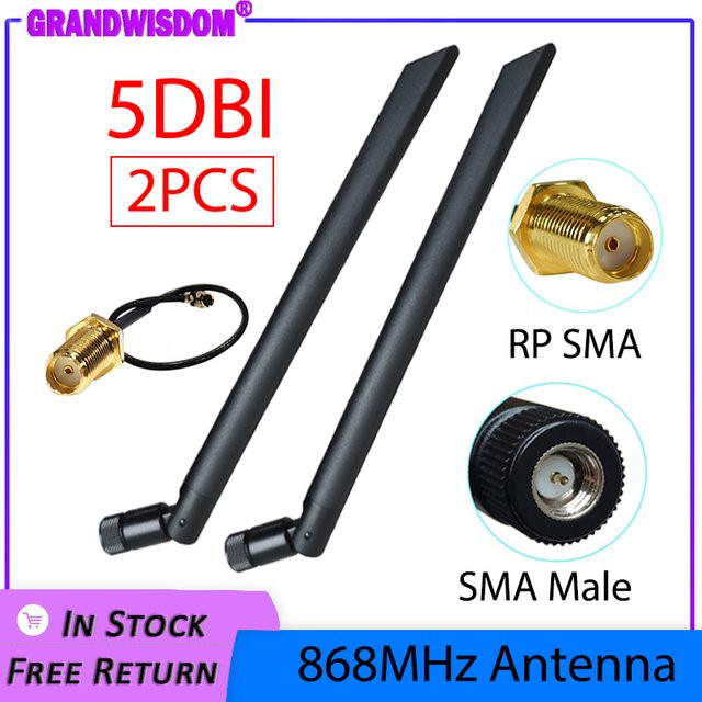 GWS GSM IOT Antenne mit 5dBi Verstärkung und RP-SMA/u.FL Pigtail-Kabel in Schwarz, 868MHz/915MHz, Länge: 21 cm - Bild 1
