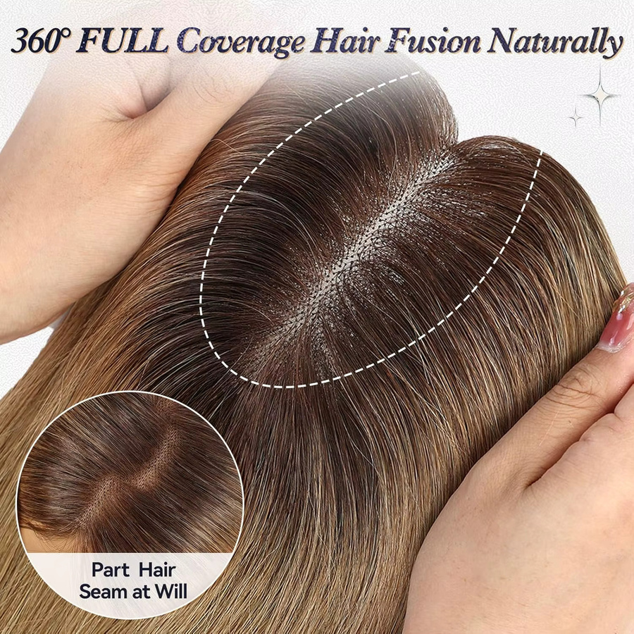 HAIRCUBE Echthaar-Topper, Ombre Hellbraun, 12 Zoll, Damen - Bild 3