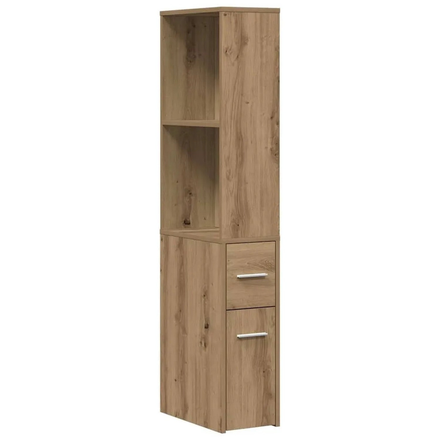 vidaXL Badschrank schmal mit Rollen in Artisan-Eiche, Farbe Braun, H x B x T: 135 x 22 x 41 cm - Bild 2