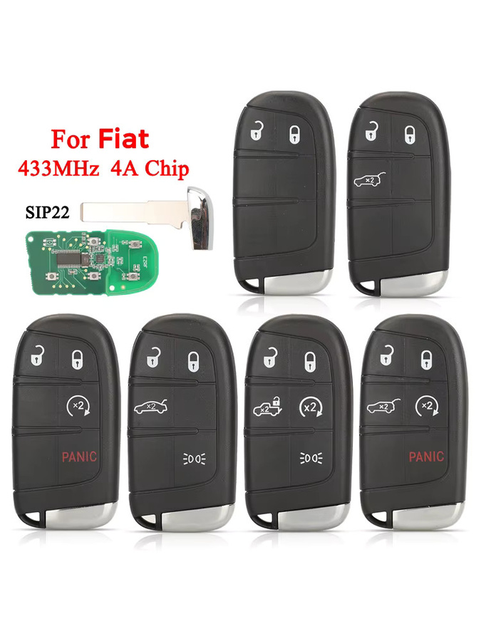 Jingyuqin Ersatz Fernbedienung Auto Schlüssel für Fiat 500 500L 500X mit 433 MHz 4A Chip und SIP22 Klinge in Schwarz - Bild 5