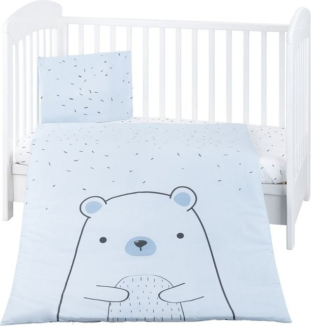Kikkaboo Kinderbettwäsche Bär 3-teilig in Blau mit Decke, Kissen und Laken - Bild 1