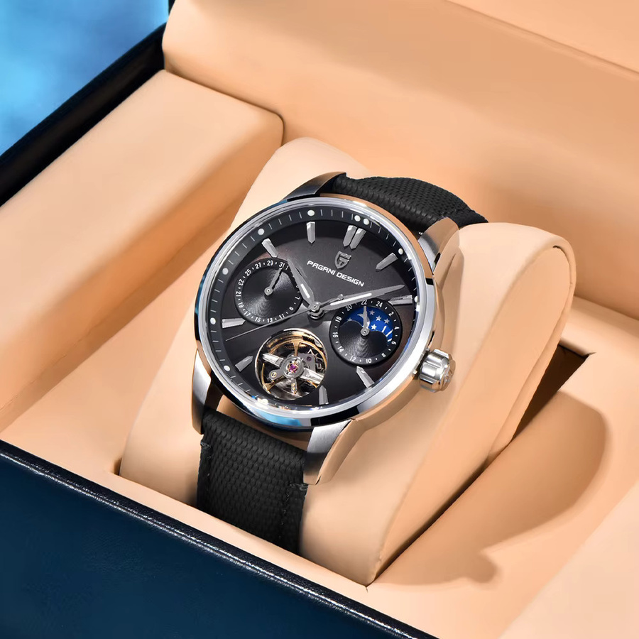 Pagani Design Armbanduhr, Automatik, Edelstahl, 41 mm, Herren, Schwarz - Bild 2