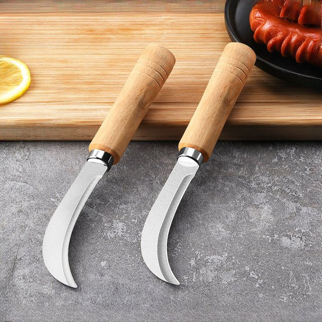 PLYS Scimitar Obstmesser aus Edelstahl in Silber mit Holzgriff zum Schälen und Schneiden von Obst und Zuckerrohr - Bild 1