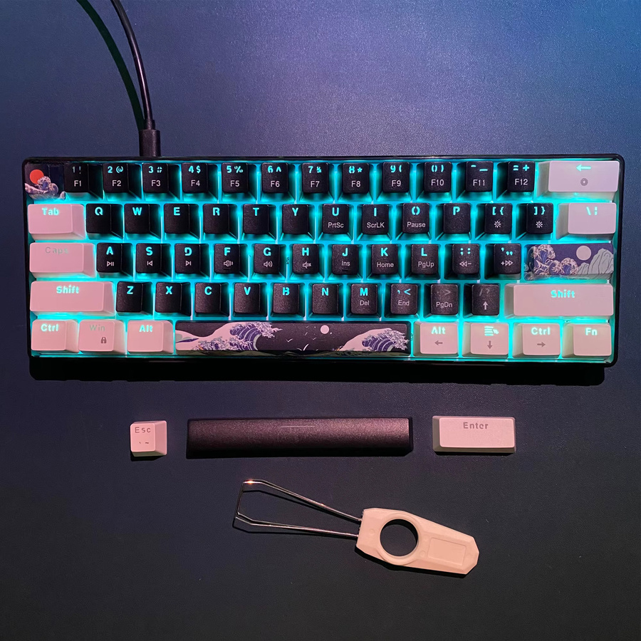 HXSJ Mechanische Gaming-Tastatur 60 % Mini 61-Tasten mit blauen Schaltern und Anti-Ghosting - Bild 3