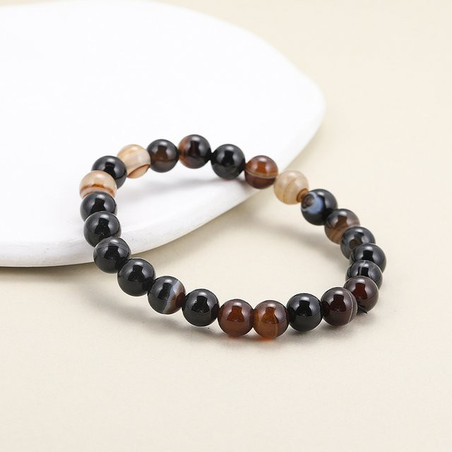 SANSWL Armband, Kaffee Achate Streifen Onyx, Perle, Bunt, Unisex - Bild 1