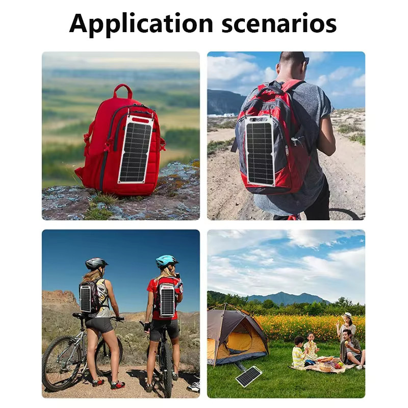 SNQP Solarpanel 10W mit USB Typ-C Anschluss, flexibles und tragbares Minisystem in Schwarz für Camping und Wandern, IP65 wassergeschützt - Bild 4