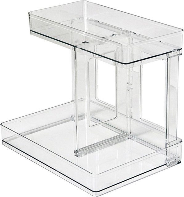 CosyHome Doppelschichtiges Desktop-Aufbewahrungsregal in Weiß und Transparent für Schminktisch, Badezimmer oder Büro - Bild 1