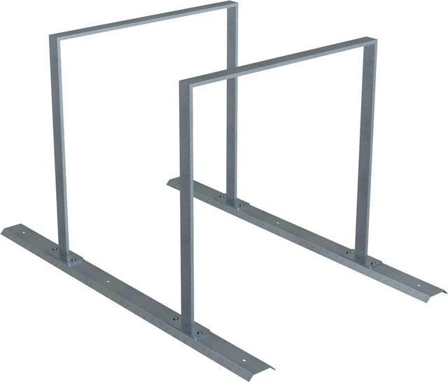 Schake Fahrradanlehnbügel-Reihenanlage für 2 Stellplätze, feuerverzinkter Stahl, Farbe: Silber, Höhe: 80 cm - Bild 1