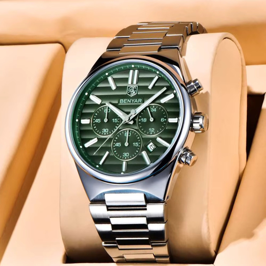 BENYAR Armbanduhr Chronograph, Edelstahl, Saphirglas, Quarz, 42 mm, Herren - Bild 5