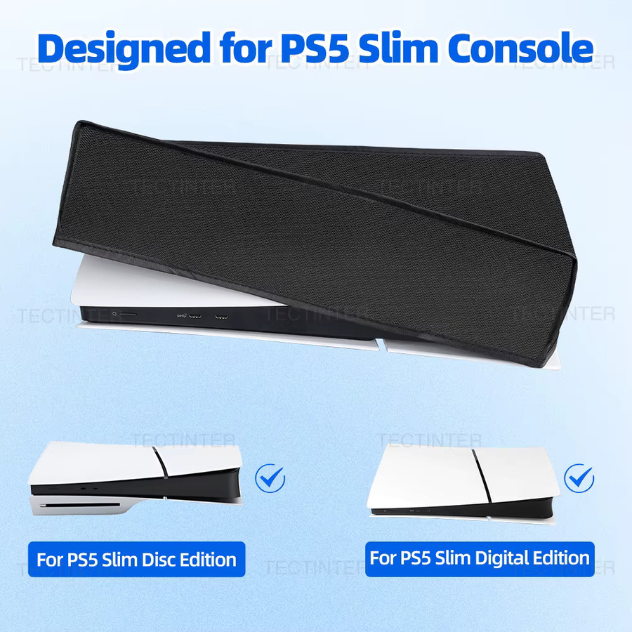 TECTINTER Staubschutzhülle für PS5 Slim und Pro in Schwarz, kratzfester Schutz für deine Konsole - Bild 2