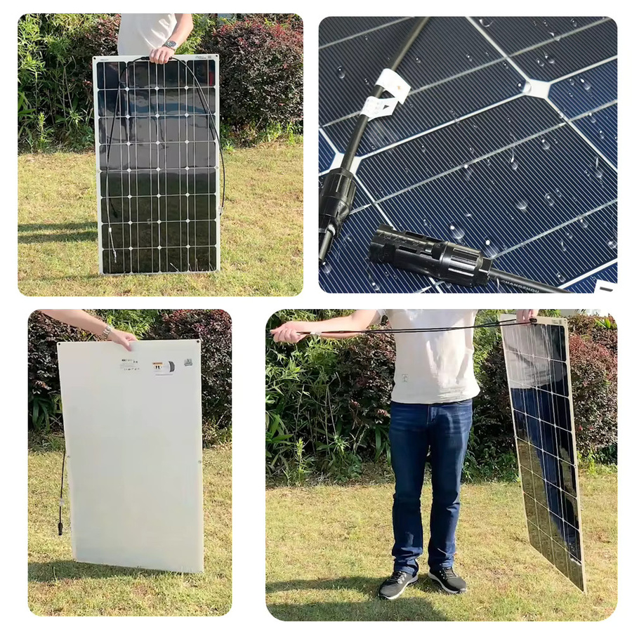 XINPUGUANG Flexibles Monokristallines Solarpaneel 100W für 12V und 24V Batterieladegeräte, Schwarz - Bild 3