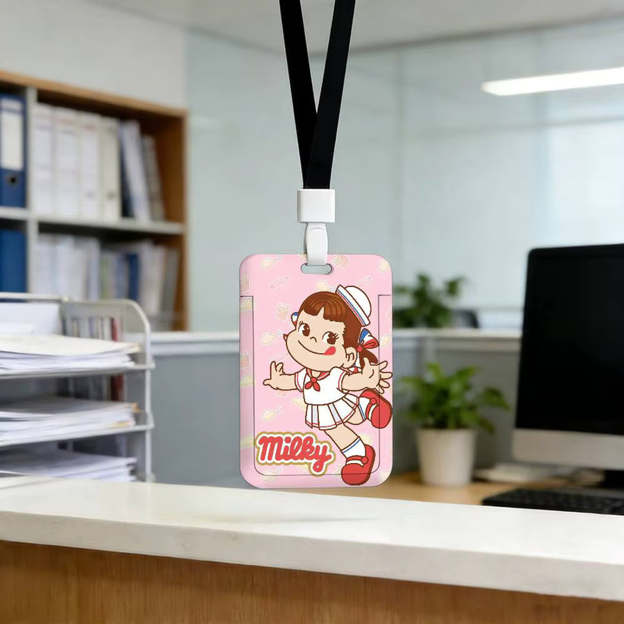 Fujiya MILK PEKO Schlüsselband mit Kartenhülle für Idol-Fotokarten und Visitenkarten aus Kunststoff - Bild 3