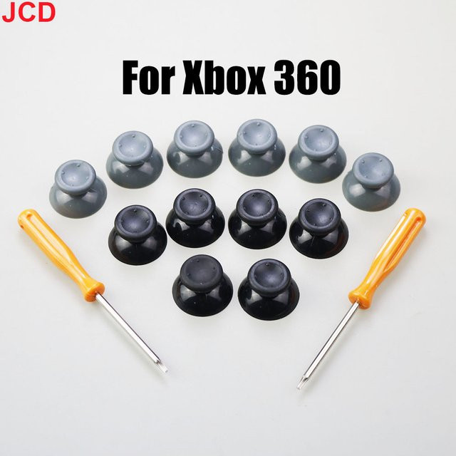 JCD 7-teiliges Set mit 3D-Analogsticks und Werkzeug für Xbox 360 Controller in Schwarz und Grau - Bild 1