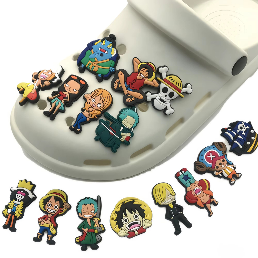 Bandai One Piece Anime-Schuhanhänger, Luffy und Zoro Charakter-Schuhaufkleber, 1/8/15-teiliges Set - Bild 4