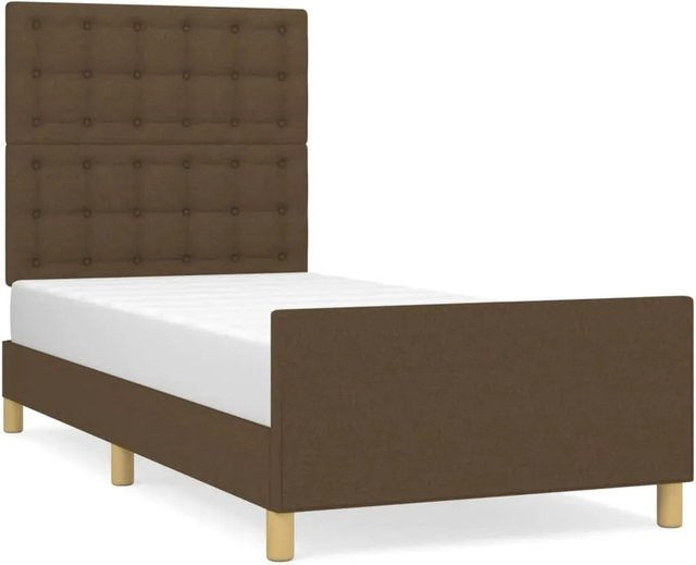vidaXL Bettgestell mit Kopfteil in Dunkelbraun aus Stoff und Holz B/T/H: 80 x 200 cm - Bild 1