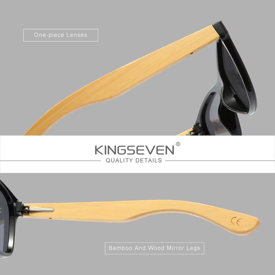 KINGSEVEN Sonnenbrille, randlos, Holz, braun, Unisex, polarisiert - Bild 2