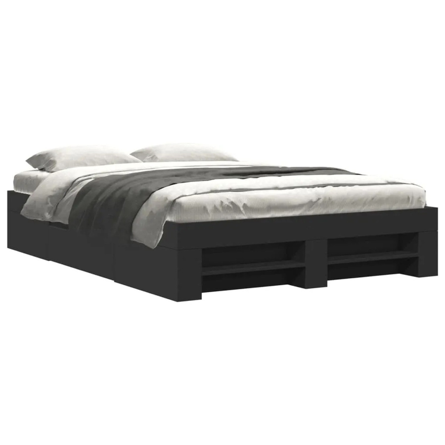vidaXL Bettgestell mit Schubladen in Schwarz aus Holzwerkstoff, B/T/H: 135 x 190 x 33 cm - Bild 2