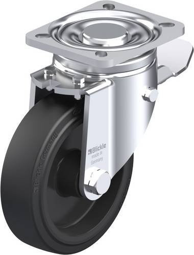 Blickle Lenkrolle LH-POEV 125R-1-ST mit Feststeller in Schwarz und Silber, Rad-Durchmesser: 125 mm, Tragfähigkeit: 250 kg - Bild 1