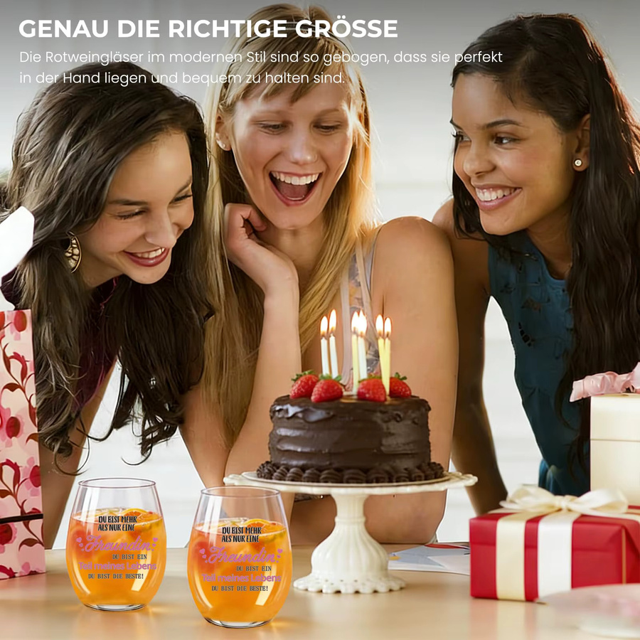BeBeiZi Weinglas ohne Stiel mit Spruch, transparent, 550 ml - Bild 2