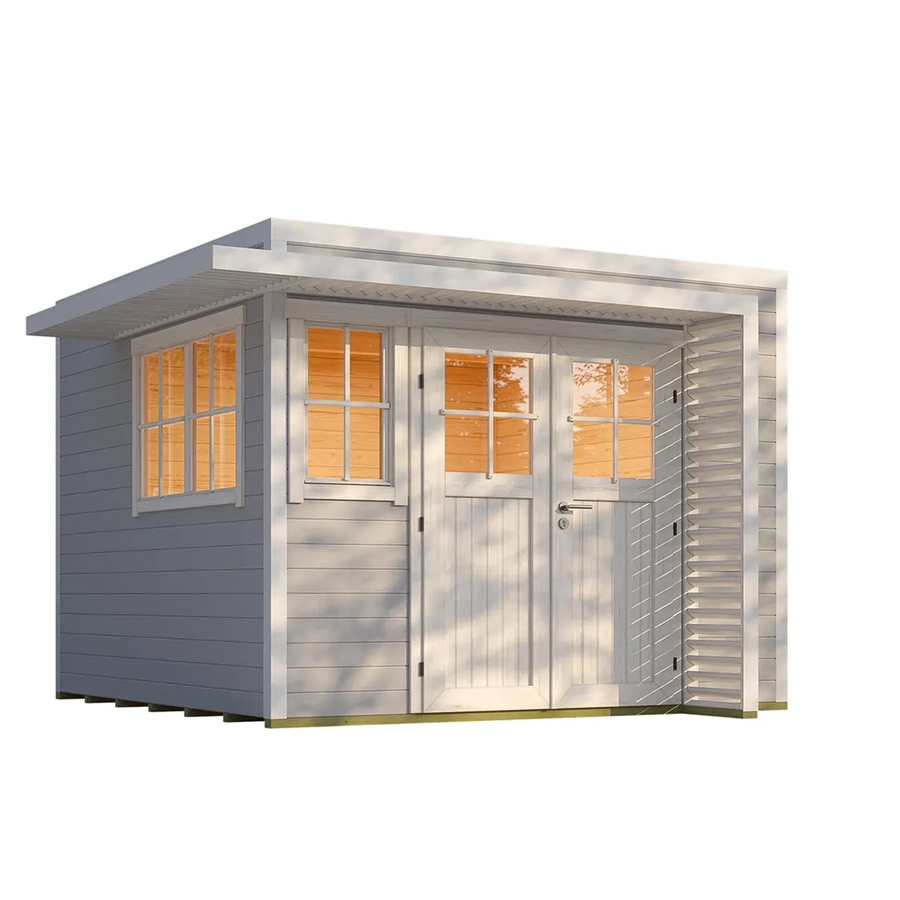 Weka Gartenhaus Amberley mit Doppeltür und 2 Fenstern in Grau-Weiß, B/T: 300 x 300 cm - Bild 2