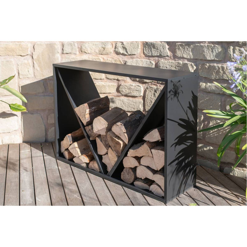 Westmann modernes Kaminholzregal aus Stahl in Schwarz, B/T/H: 114,5 x 35 x 80 cm - Bild 8