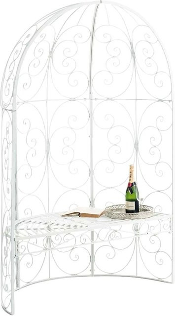 DELUKE Halbpavillon BOSTON mit Sitzbank und Rankhilfe aus Metall in Weiß, B/T/H: 120 x 58 x 178 cm - Bild 1