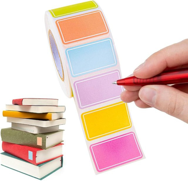 Wasserfeste selbstklebende Aufkleber in verschiedenen Farben für Journaling und Namensschilder, B: 1,5 cm, H: 2,5 cm - Bild 1