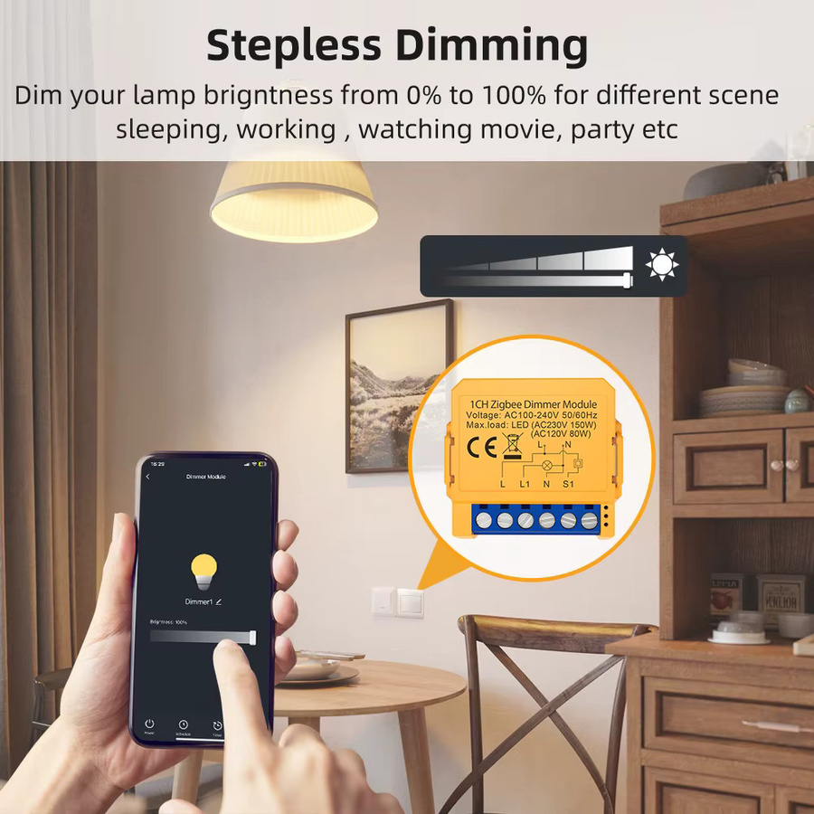AVATTO WiFi/ZigBee 1/2-Gang Dimmer-Lichtschaltermodul in Weiß für Tuya, Alexa und Google Home zur App-Fernsteuerung - Bild 2