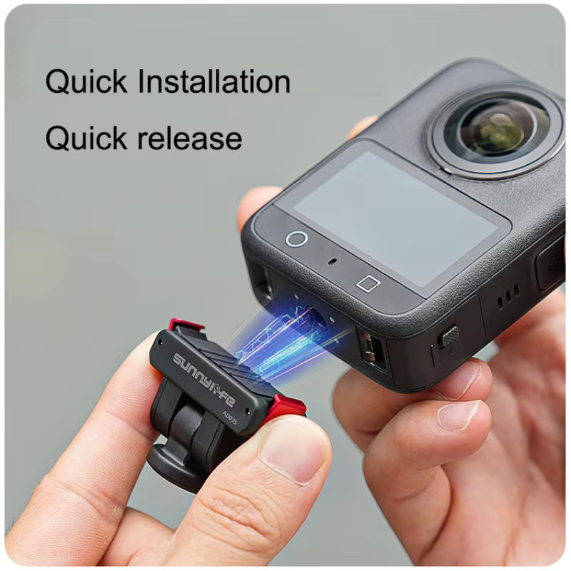 Magnetischer Adapter für DJI Osmo Action 5 Pro, 4, 3 und 2 in Schwarz als Universal-Basis für Stativ und Selfie-Stick - Bild 3