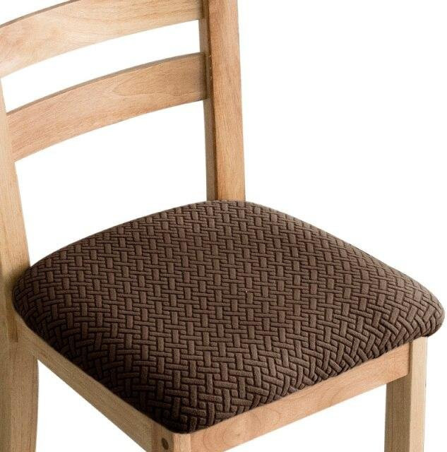 Waschbarer Spandex Stuhlbezug für Esszimmerstühle mit rutschfestem Design in Dunkelbraun - Bild 1