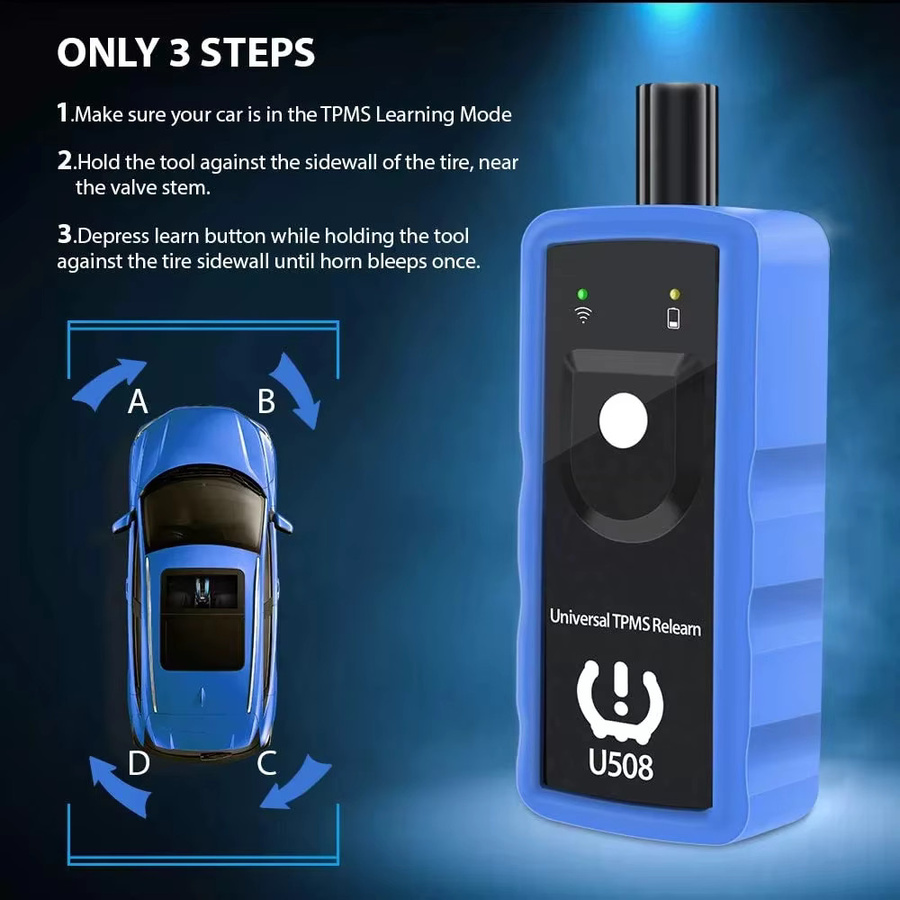 Universelles TPMS-Reset-Tool U508 ELMCONFIG in Blau zum Neulernen des Reifendruckkontrollsystems für Ford, Jeep, GMC und Chevrolet - Bild 3
