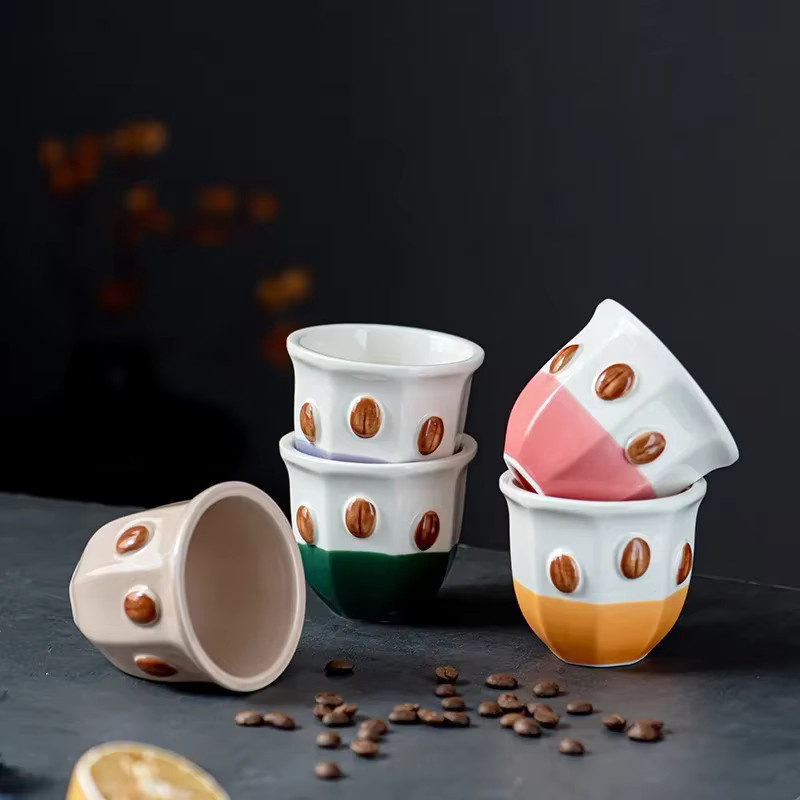 JUSTINLAU Espresso-Tasse aus Keramik im Nahost-Stil, Gelb, ideal für Latte Art und Cappuccino - Bild 3