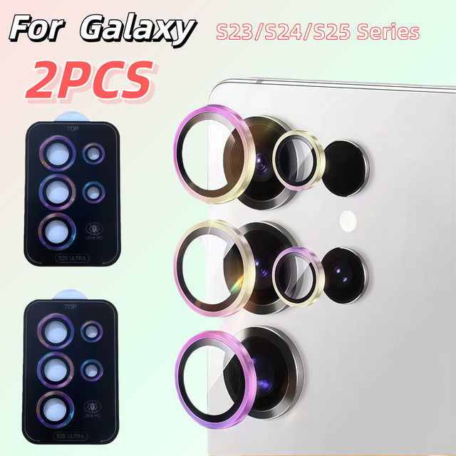 2er-Set Samsung Galaxy S25 S24 S23 Ultra S22 Plus Kamera Objektiv Schutz aus gehärtetem Glas in Transparent und Green - Bild 1