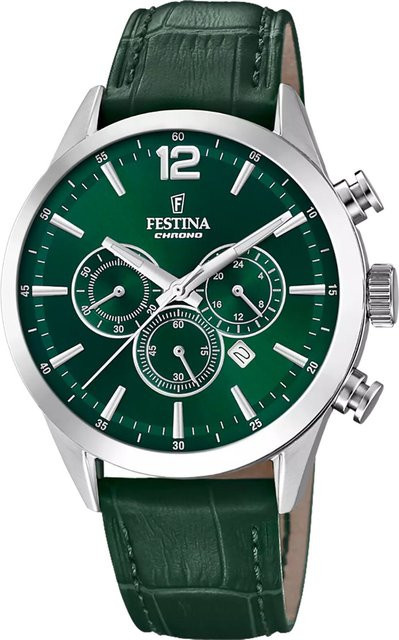 Festina Chronograph, Quarz, Edelstahl, Leder, 44 mm, Herren - Bild 1