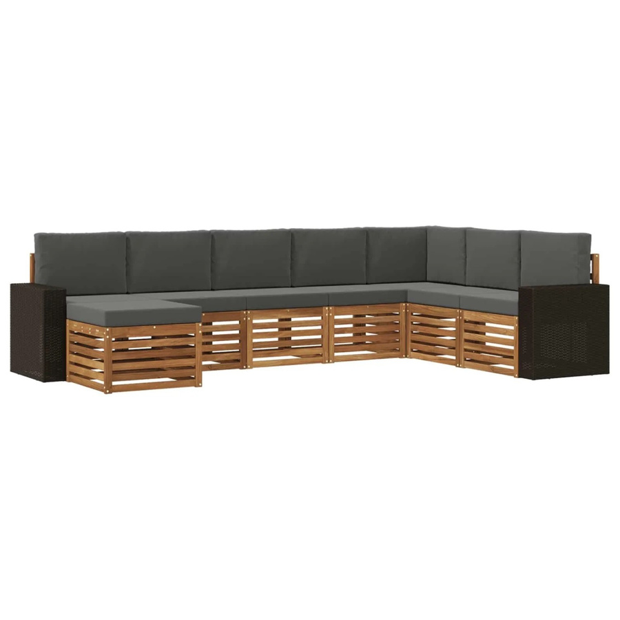 vidaXL Outdoor-Sofagarnitur in U-Form aus Akazienholz mit 8 Kissen in Anthrazit und Natur - Bild 2