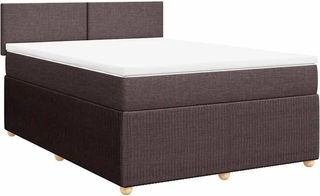 vidaXL Boxspringbett mit Matratze Dunkelbraun B/T/H: 140 x 190 cm, Hybrid-Design mit USB-Ladeport und Unterbettbeleuchtung - Bild 1