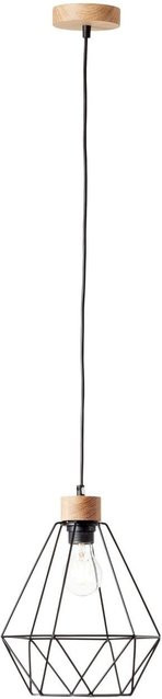 Brilliant Pendelleuchte Drewno aus Eiche und Metall in Schwarz und Holzfarben, E27, Durchmesser: 25 cm - Bild 1