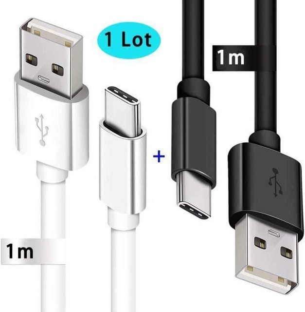 EF Connect USB Typ C Kabel Set, 2 Stück, Schwarz und Weiß, 1 m Länge, 2A Ultraschnelles Laden und Synchronisation - Bild 1