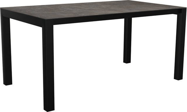 Stern Ausziehtisch aus Aluminium in Schwarz Matt mit Silverstar Stone Tischplatte, B/T/H: 210 x 90 x 75 cm (ausziehbar auf 160 cm) - Bild 1