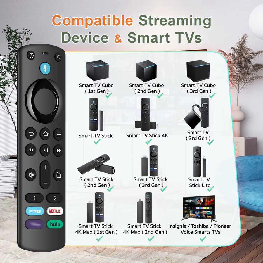 SZILBZ Ersatz-Sprachfernbedienung passend für Fire TV Stick, TV Cube, Smart Stick Lite und 3. Generation Pro Plus in Schwarz - Bild 5