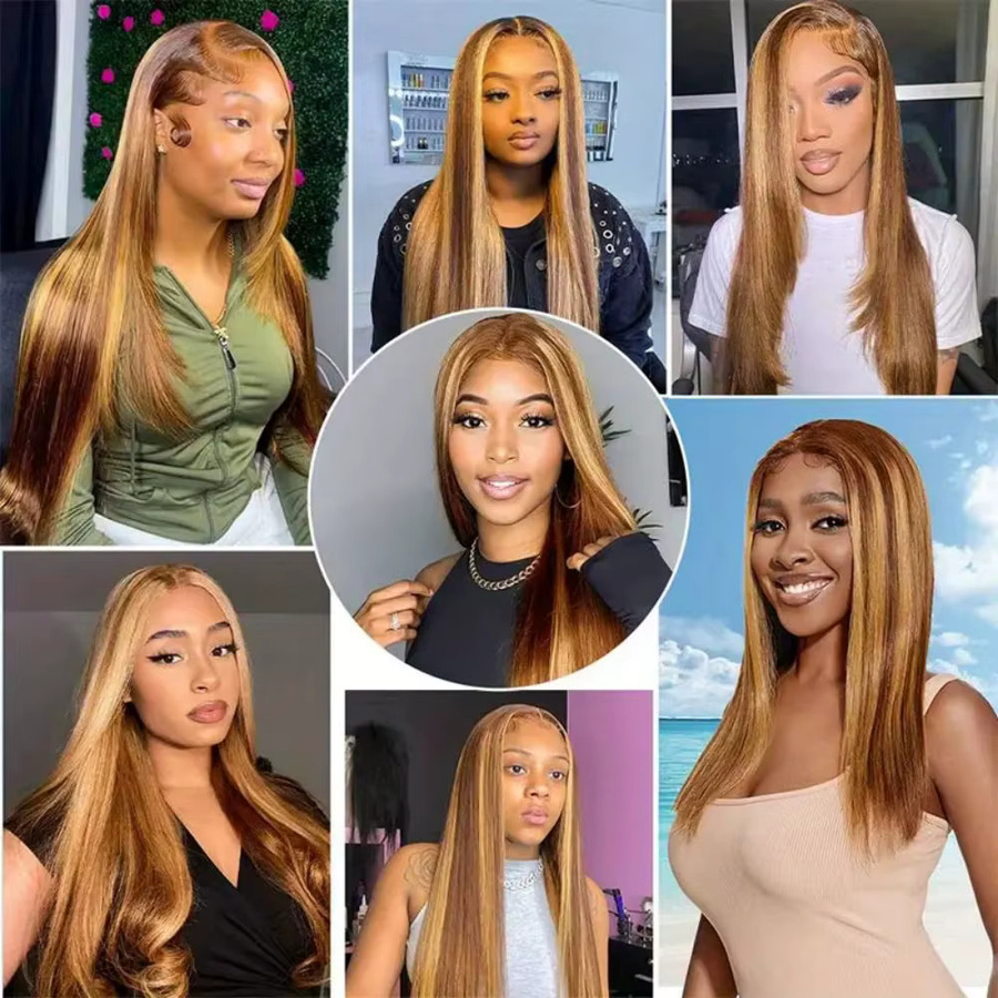 UVEOUS Echthaar Perücke, Blonde Ombre, HD Lace, 13x4 und 5x5 - Bild 4