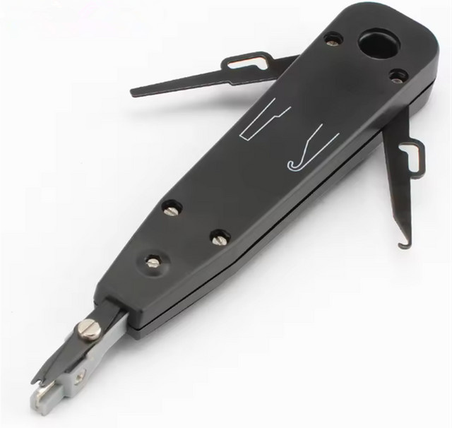AOKIN Punch Down Tool mit Drahtschneider und Messer für RJ45 Keystone Jack, Netzwerkkabel und Patchpanel in Grau und Schwarz - Bild 1