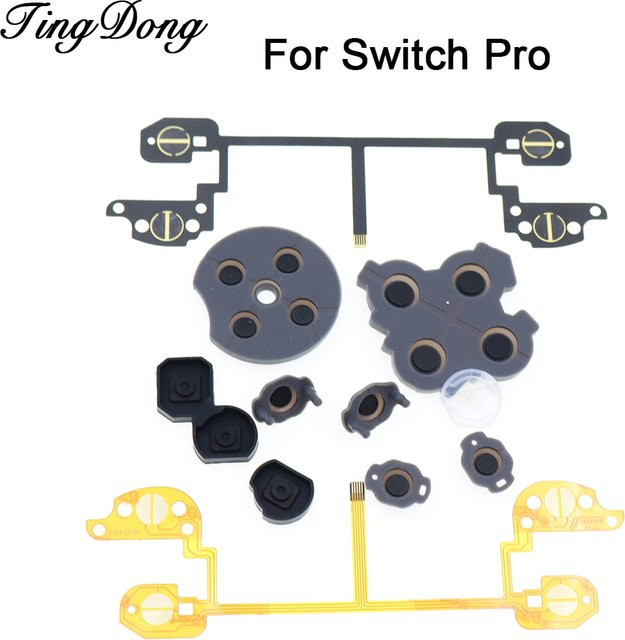 TingDong Reparatur-Set für Nintendo Switch Pro Controller mit leitfähigen Flex-Kabeln und Gummi-Pads in Schwarz für L ZL R ZR Tasten Ersatz - Bild 1