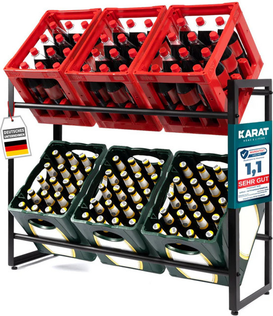 Karat homeliving Flaschenkastenständer Kenji Getränkekistenregal aus Metall in Schwarz B/T/H: 104 x 32 x 82 cm - Bild 1