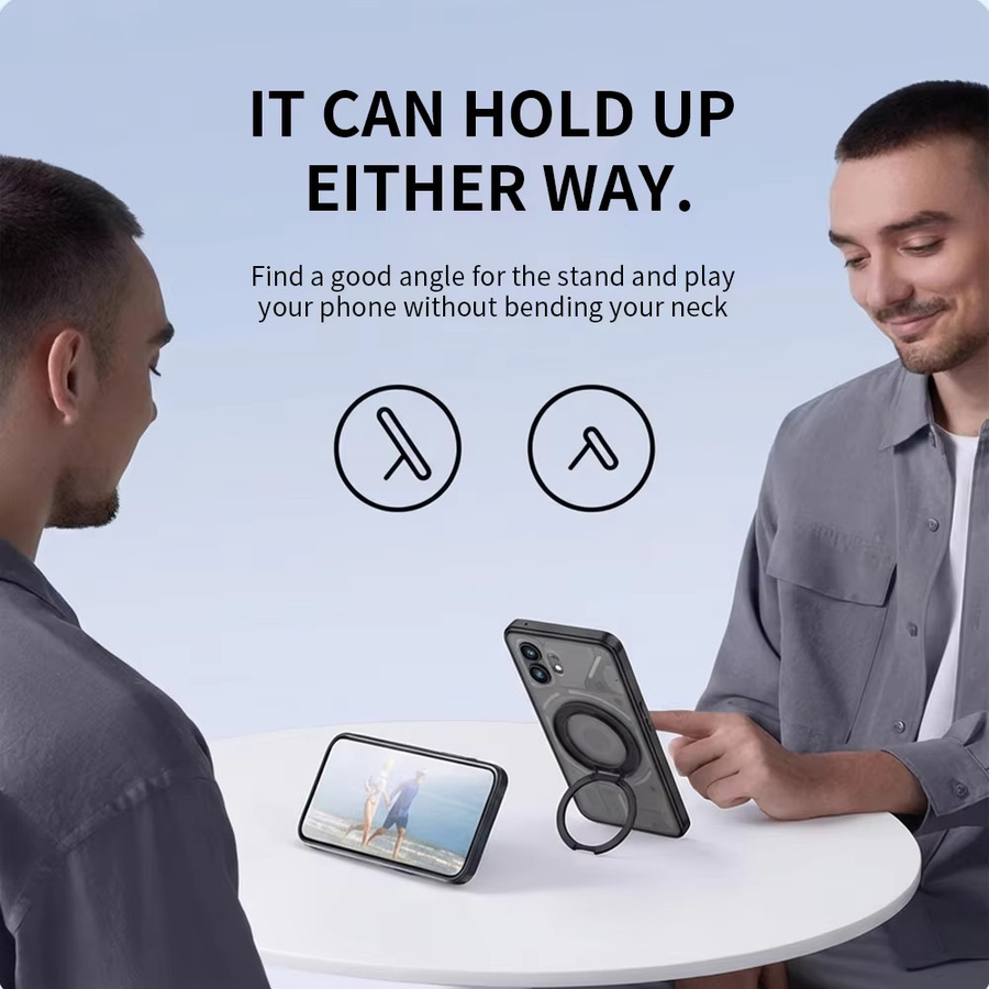 DIXSG Magnetische Schutzhülle für Nothing Phone 1, Transparent, Stoßfeste TPU-Hülle mit 360 Grad Schutz und drehbarer Halterung - Bild 5