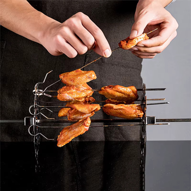 JUSTINLAU Ofengrillkäfig aus Edelstahl in Silber mit rotierendem Fleischspieß und Antihaft-Beschichtung für Kebab und Lamm-BBQ - Bild 5