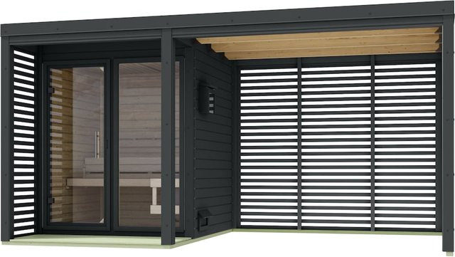 Karibu Saunahaus Angelus inklusive 9kW Saunaofen mit optionalem Anbaudach - Bild 1