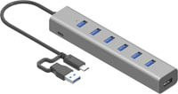 i-tec USB-Hub C31HUBMETAL703 mit 7 USB-A Ports USB 3.2 Gen1 5 GBit/s und USB-C Stecker Grau - Bild 1