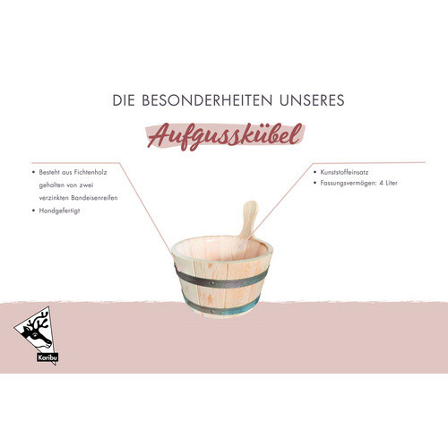 Karibu Sauna Aufgusskübel mit Kunststoffeinsatz, beige, 4 l - Bild 2